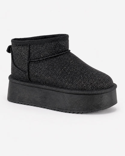 Stivaletto nero brillantinato con suola platform