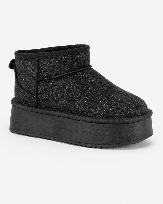 Stivaletto nero brillantinato con suola platform