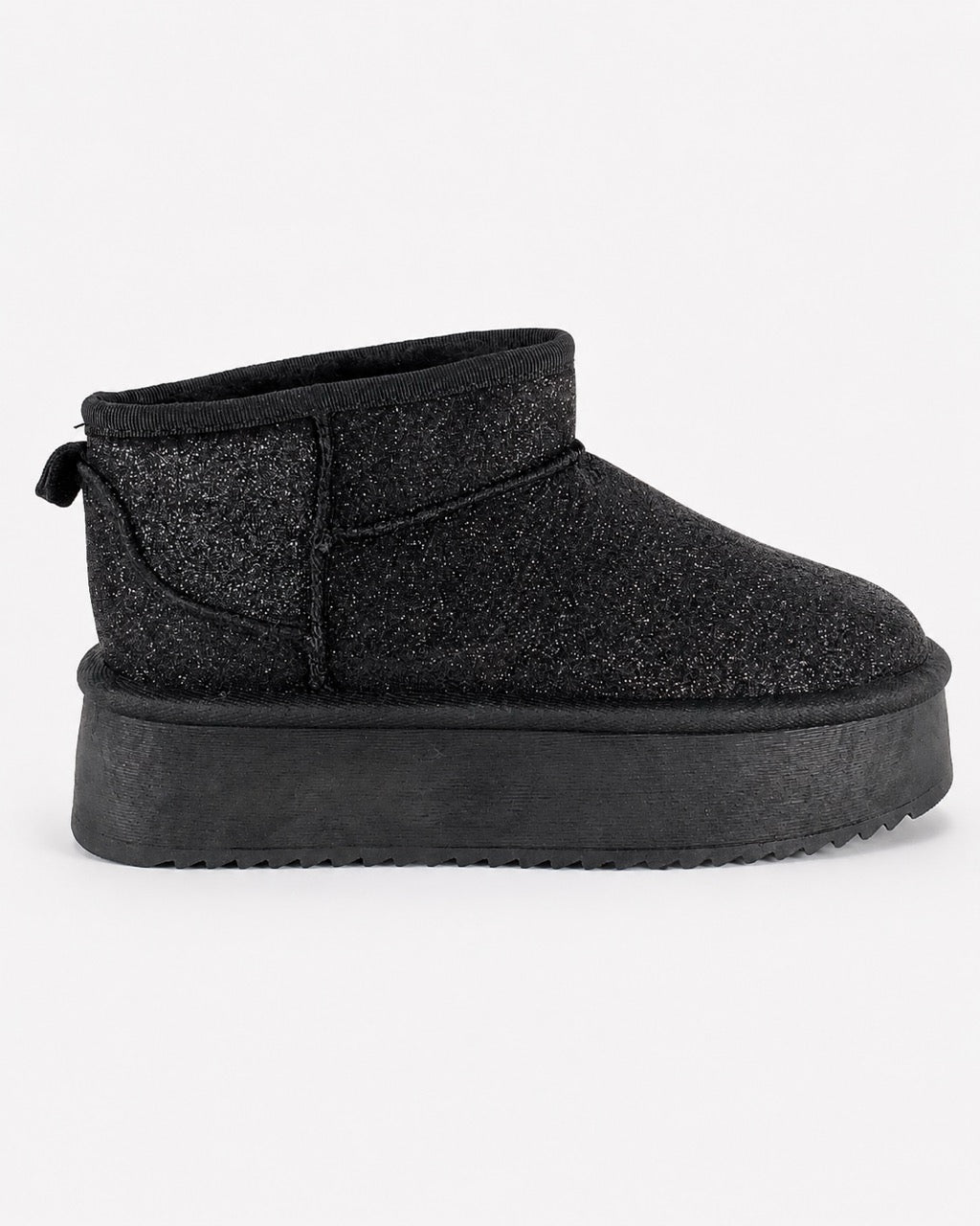 Stivaletto nero brillantinato con suola platform
