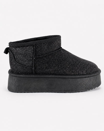 Stivaletto nero brillantinato con suola platform
