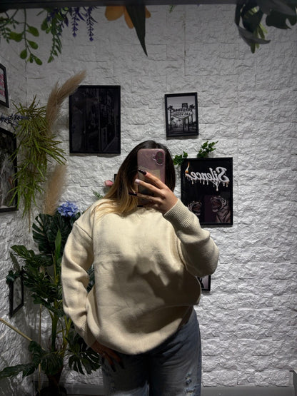 Maglione in maglia a tinta unita con girocollo - OVERSIZE
