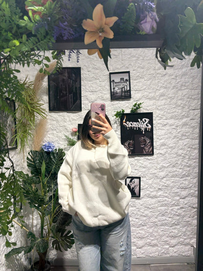 Maglione in maglia a tinta unita con girocollo - OVERSIZE