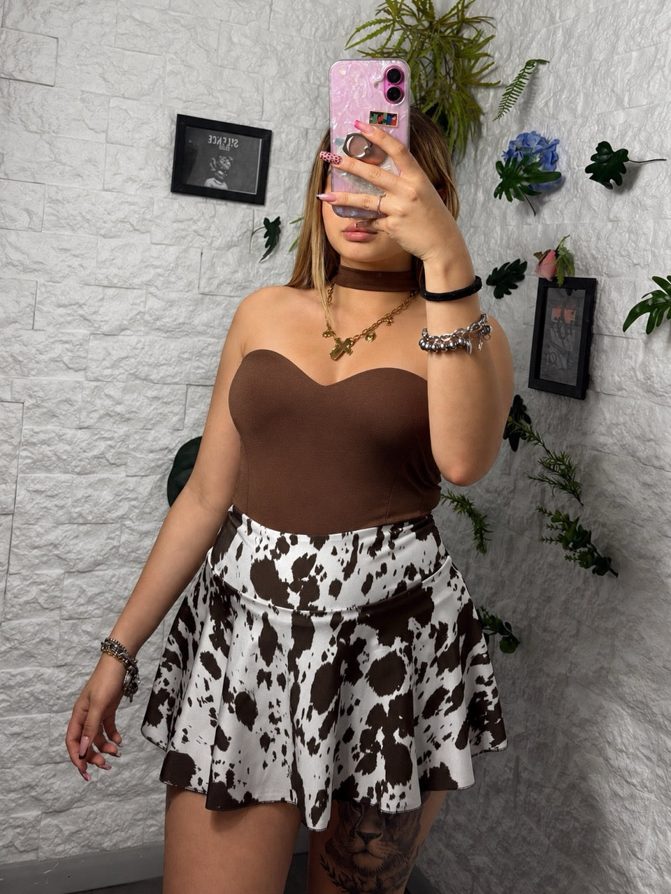 Body in lycra tinta unita con choker abbinato