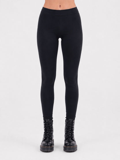 Leggings neri in cotone a tinta unita con fascia alta
