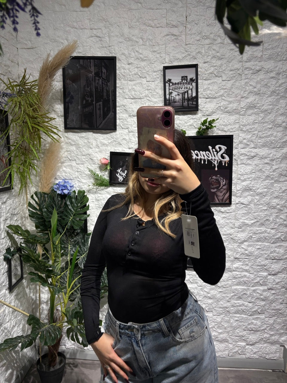 Body leggero in tinta unita con scollo polo e maniche a guanto