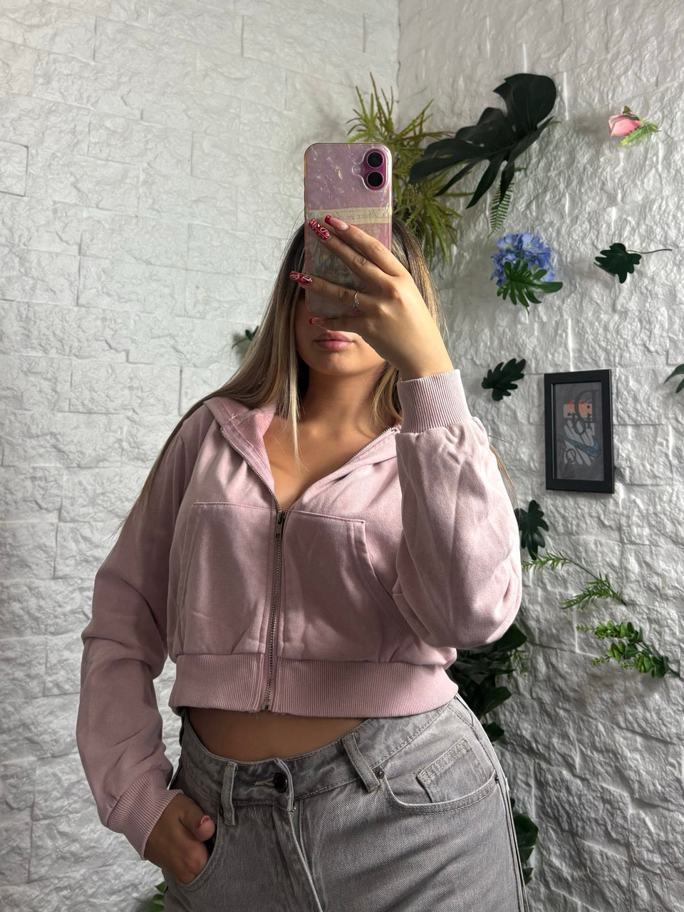 Felpa crop con cappuccio e zip - GARZATO