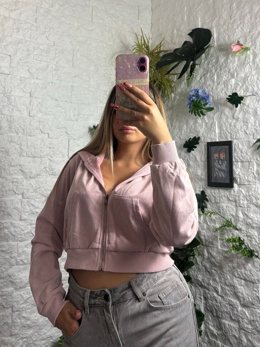 Felpa crop con cappuccio e zip - GARZATO