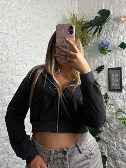 Felpa crop con cappuccio e zip - GARZATO