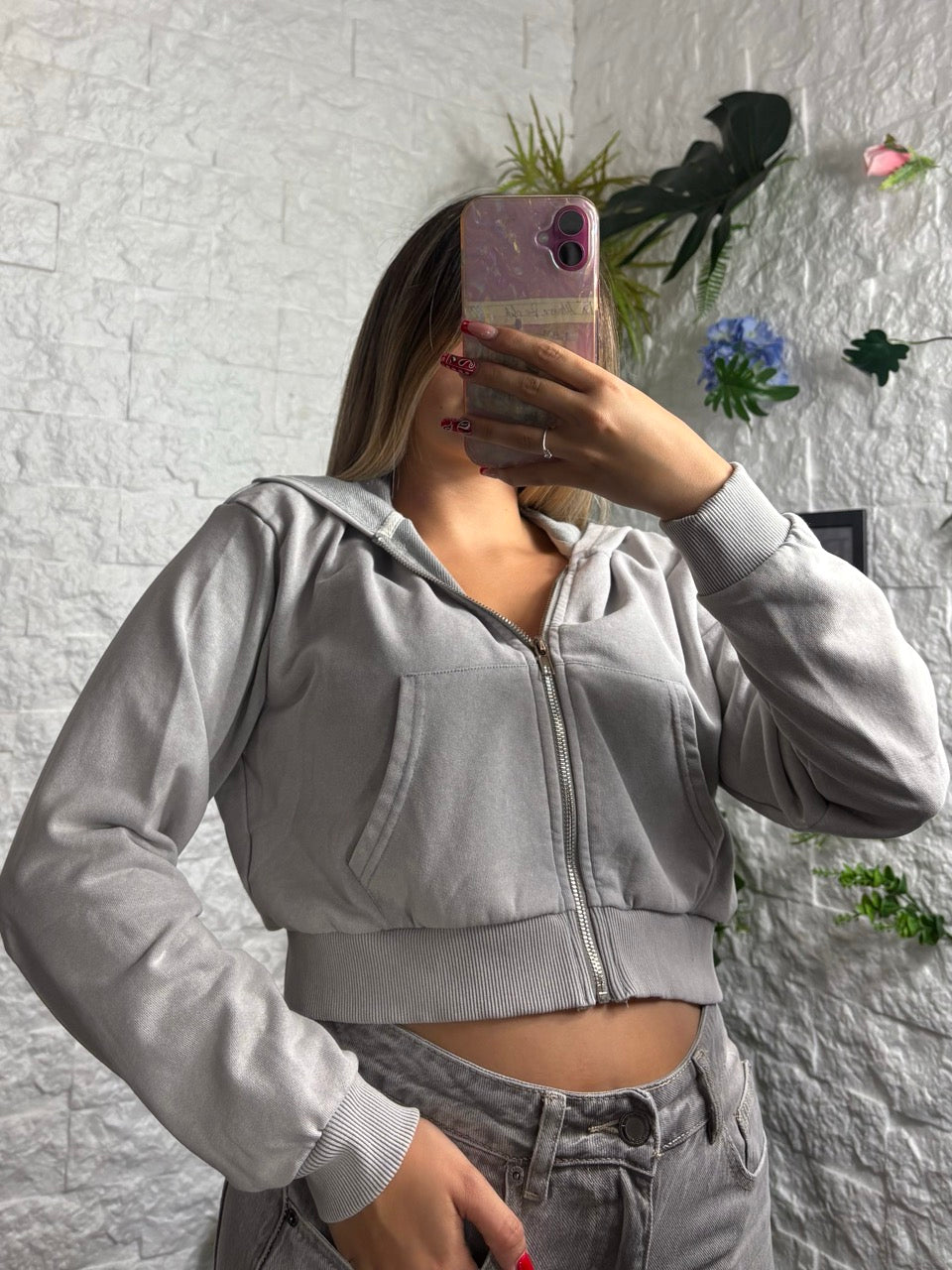 Felpa crop con cappuccio e zip - GARZATO
