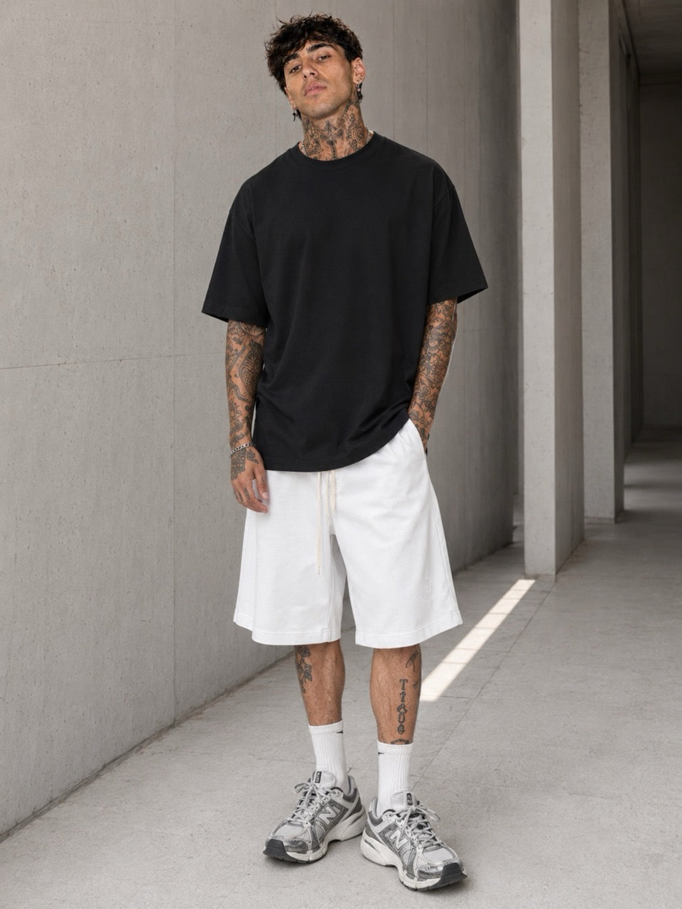 T-shirt nera oversize con stampa retro TI SOFFRO STASERA