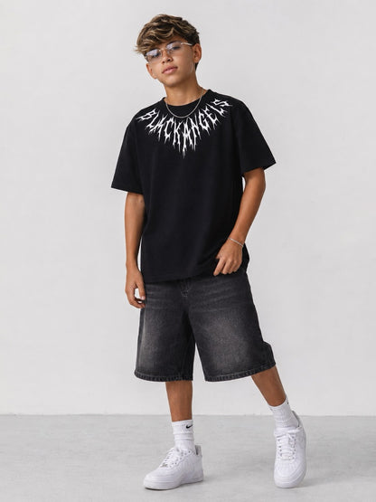 T-shirt nera con stampa BLACK ANGELS 10-16 anni