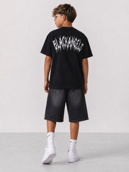 T-shirt nera con stampa BLACK ANGELS 10-16 anni