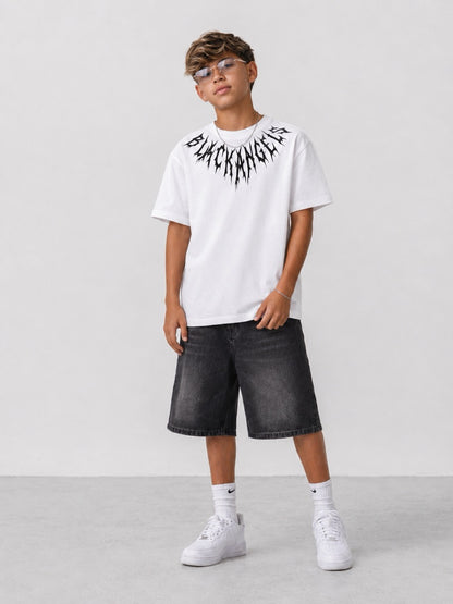 T-shirt bianca con stampa BLACK ANGELS 10-16 anni