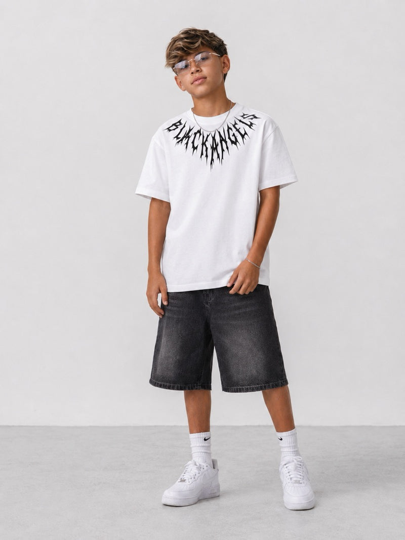 T-shirt bianca con stampa BLACK ANGELS 10-16 anni