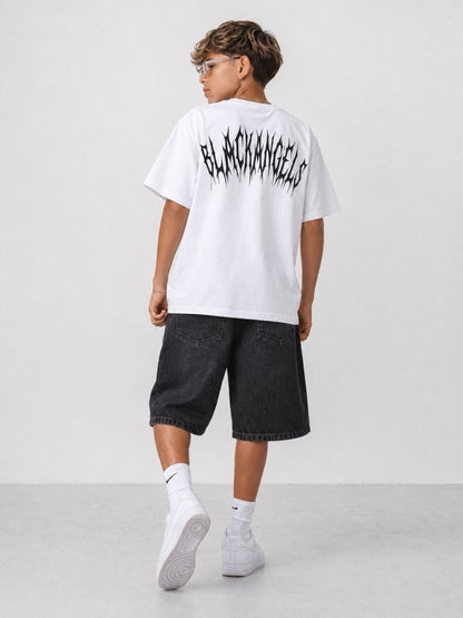 T-shirt bianca con stampa BLACK ANGELS 10-16 anni