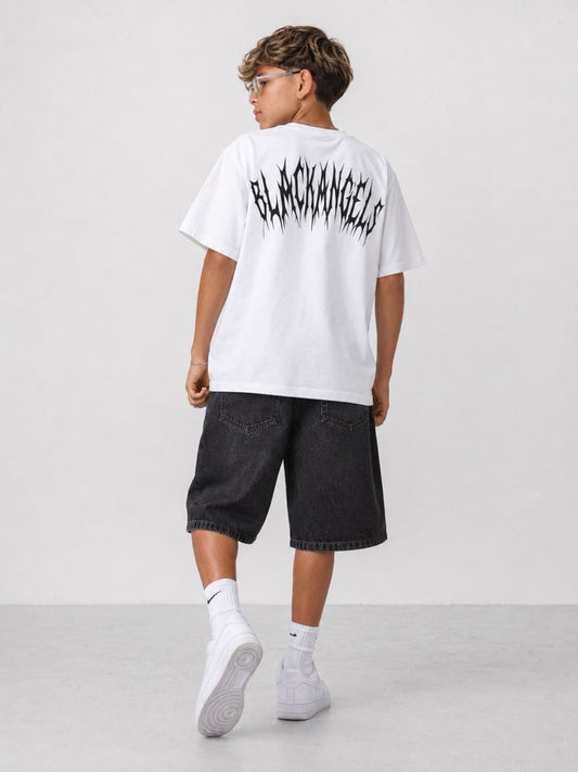 T-shirt bianca con stampa BLACK ANGELS 10-16 anni