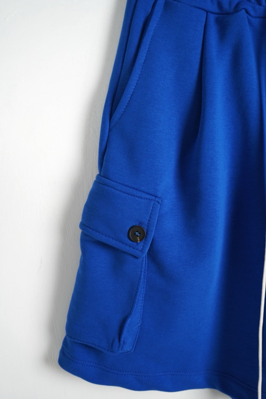 Pantaloncino cargo blu in cotone con tasche laterali 10-16 anni