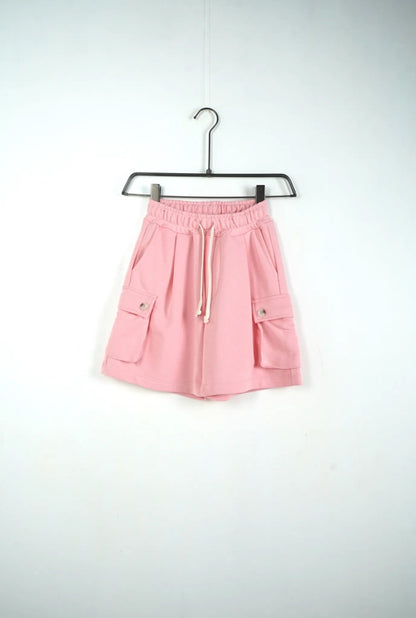 Pantaloncino cargo rosa in cotone con tasche laterali 10-16 anni