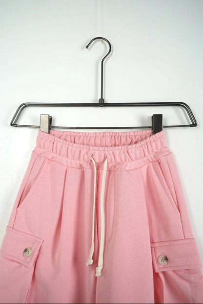 Pantaloncino cargo rosa in cotone con tasche laterali 10-16 anni