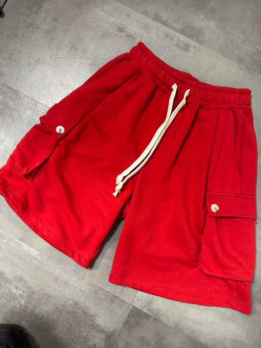 Pantaloncino cargo rosso in cotone con tasche laterali 10-16 anni