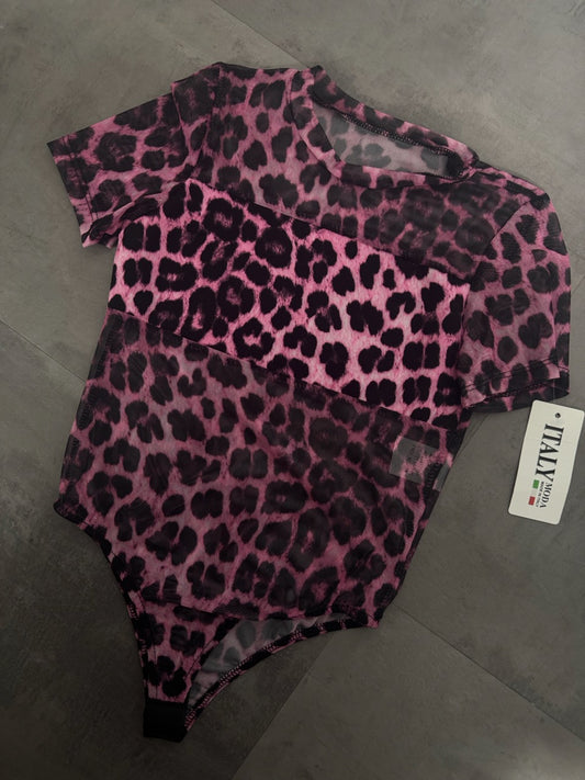 Body leopardato con fondo fucsia 4-12 anni