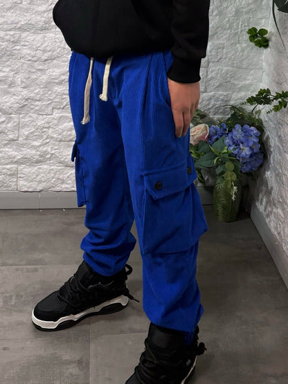 Pantalone cargo blu a costine - GARZATO 10-16 anni