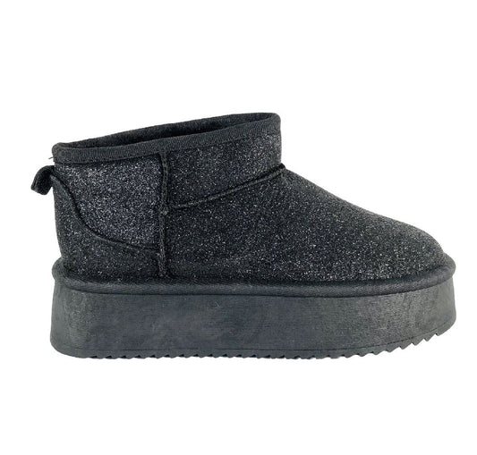 Stivaletto nero brillantinato con suola platform