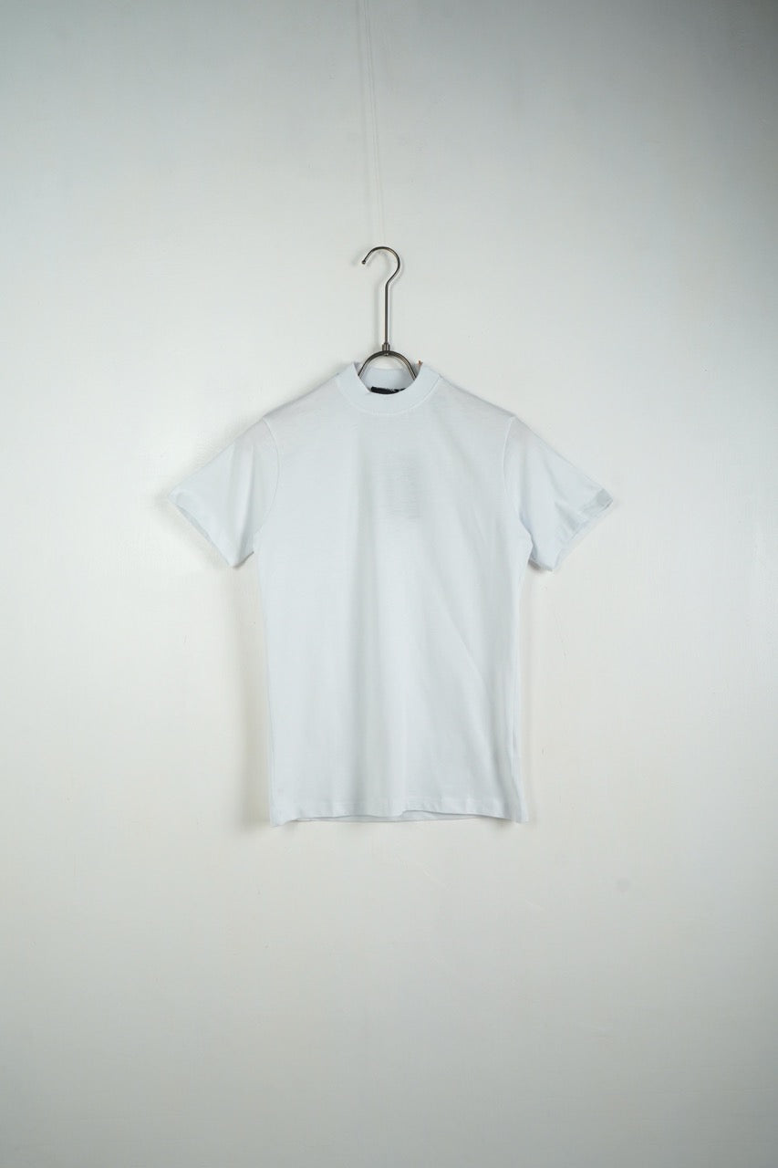 T-shirt bianca in tinta unita con mezzo collo alto 10-16 anni