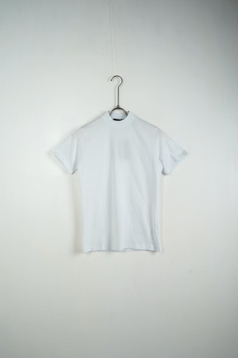 T-shirt bianca in tinta unita con mezzo collo alto 10-16 anni