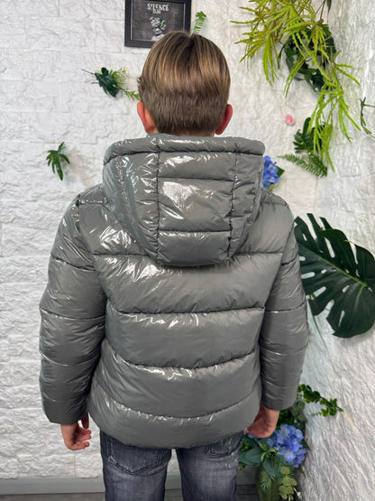 Bomber grigio lucido imbottito 8-16 anni