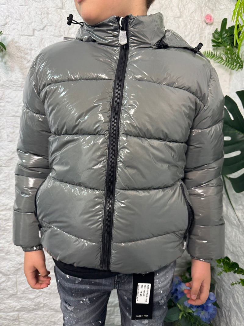 Bomber grigio lucido imbottito 8-16 anni