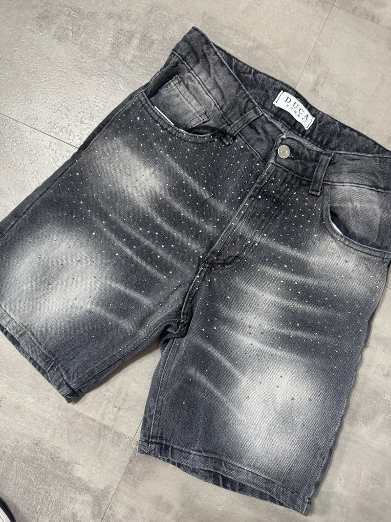 Bermuda in denim grigio slavato con brillantini 10-16 anni