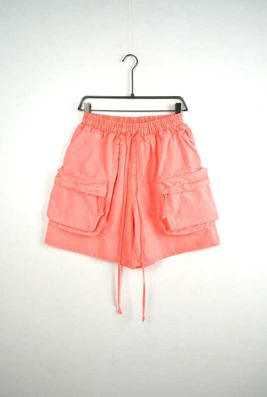 Pantaloncino cargo corallo con tasche frontali - OVERSIZE