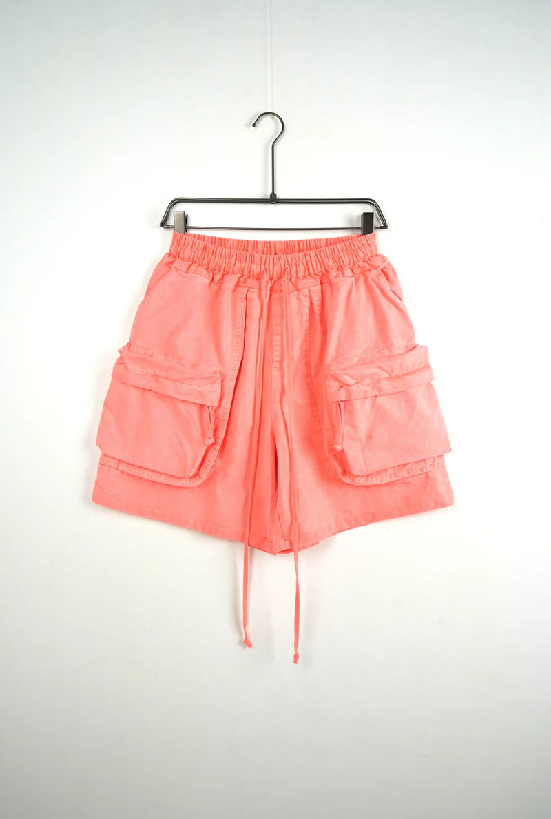 Pantaloncino cargo corallo con tasche frontali - OVERSIZE