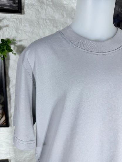 T-shirt grigio campus in tinta unita con mezzo collo alto 10-16 anni