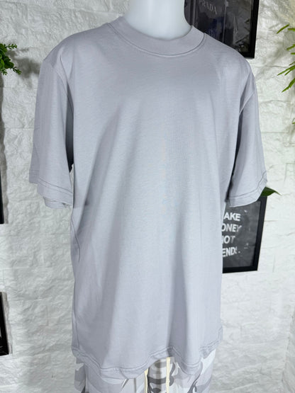 T-shirt grigio campus in tinta unita con mezzo collo alto 10-16 anni