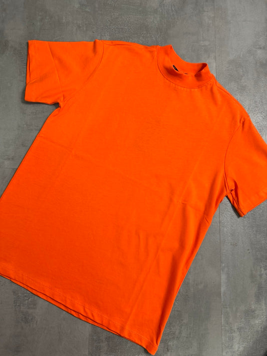 T-shirt arancione in tinta unita con mezzo collo alto 10-16 anni