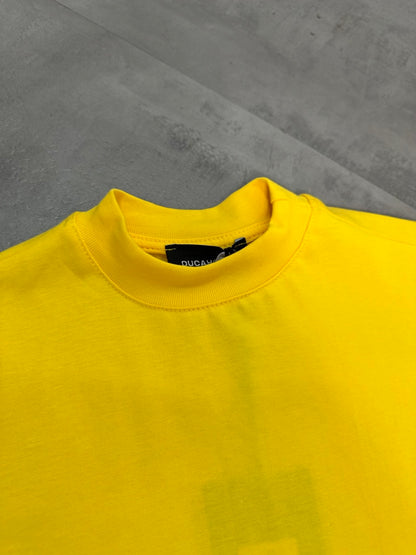 T-shirt gialla in tinta unita con mezzo collo alto 10-16 anni