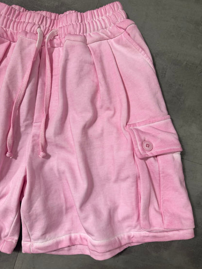 Pantaloncino cargo rosa stone wash in cotone 10-16 anni