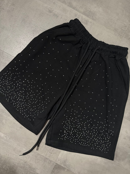 Pantaloncino nero in cotone con brillantini 10-16 anni