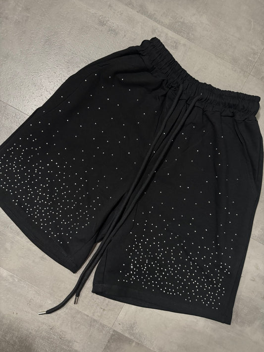 Pantaloncino nero in cotone con brillantini 10-16 anni