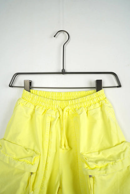 Pantaloncino cargo giallo fluo con tasche frontali - OVERSIZE 10-16 anni