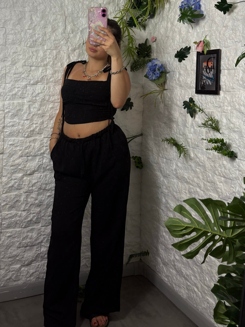 Coordinato corsetto con pantalone in simil lino