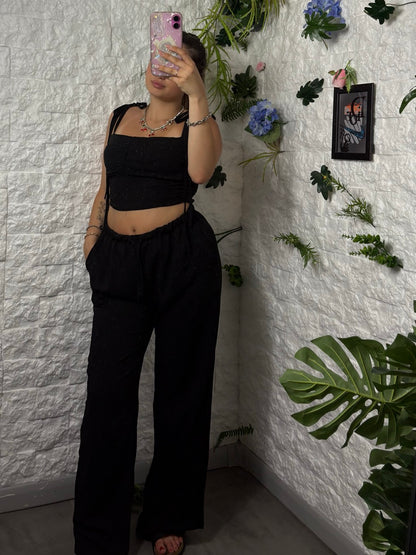 Coordinato corsetto con pantalone in simil lino