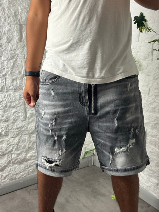 Jeans skinny grigio destroyed con zip frontale MOD DSQ