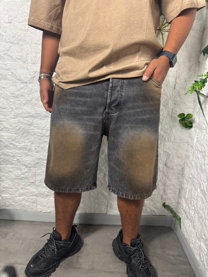 Jeans grigio slavato effetto ruggine