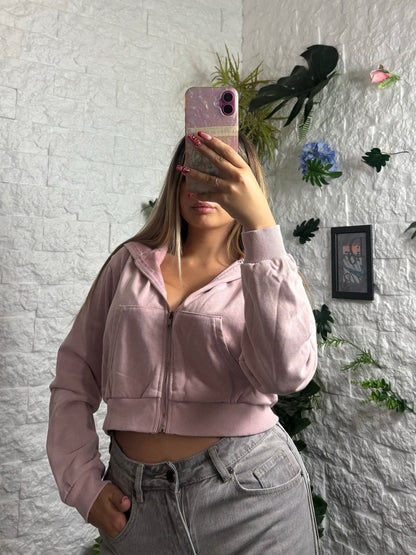 Felpa crop-top con cappuccio e zip - GARZATO