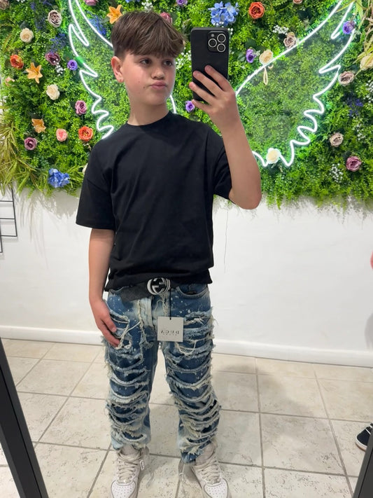 T-shirt nera con mezzo collo alto 10 -16 anni