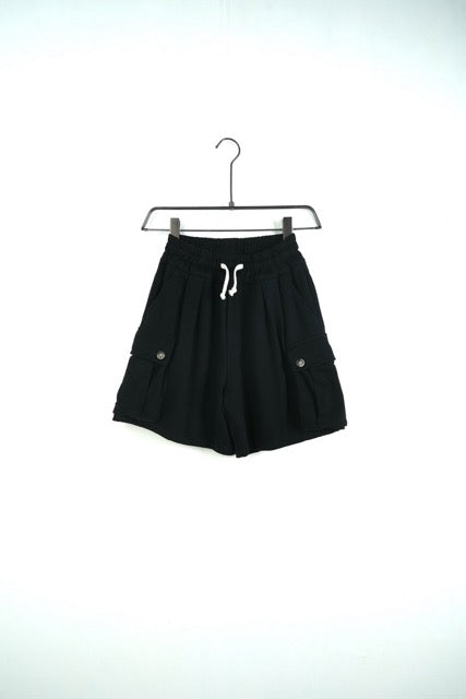 Pantaloncino bermuda cargo nero in cotone 10-16 anni