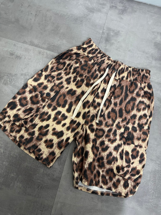 Bermuda cargo a costine in fantasia leopardata 8-16 anni